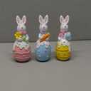 Easter Decorations - 4.7 Inch Resin Bunny Tabletop Decor Cute Rabbit Figurines 3pcs Easter Eggs Centerpiece Ornaments for Home Living Room
