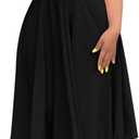 Summer Dresses for Women Semi-Formal Fit Casual Slim Short Puff Sleeve O-Neck Elegant Swing A Line Maxi Dresses (516-black, Large)