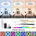 24" Bladeless Ceiling Fans with Lights and Remote/APP/Voice Control, Low Profile Ceiling Fan with RGB Lights, Enclosed Flush Mount Ceiling Fan for Kid's Bedroom/Living Room