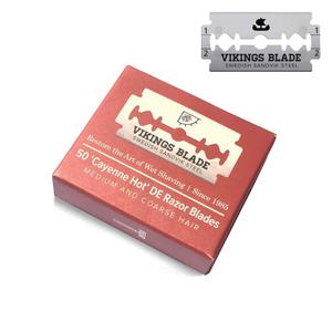 VIKINGS BLADE Double Edge Safety Razor Blades, 50x Blades, Swedish Steel + Platinum Coated, Replacement Razor Blades & Refills (Semi-Aggressive & Safe) (50 Count (Pack of 1))