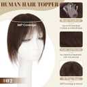 S-noilite Hair Toppers for Women Real Human Hair,10Inch Human Hair Topper with Bangs 8X11CM Lace Base 360°3D Cover Clip in Topper Hairpieces for Women Daily Wear Chocolate Brown