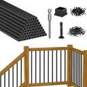 CKE 36" Square Deck Balusters, 60 Packs Black Aluminum Deck Balusters for Wood and Composite Deck Railings with Screws & Balusters Conectors, 3/4" Diameter Hollow Square Aluminum Deck Spindles S36