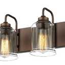 zeyu 28.5" Oil Rubbed Bronze Bathroom Light Fixtures, 4-Light Farmhouse Vanity Wall Lights with Clear Glass Shade, ZSL72B-4W ORB