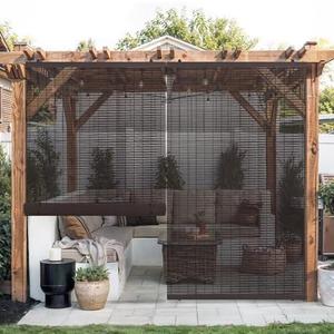 LazBlinds Cordless Roller Shades for Outdoor, Exterior Light Filtering Roll up Shades, Hanging Sunscreen for Patio, Balcony Indoor/Outdoor Porch, 34'' W x 48'' H, Dark Coffee