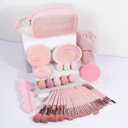 MAANGE Makeup Brush Set 49 Pcs Makeup Tool Set Premium Synthetic Foundation Powder Concealers Eye shadows Blush Makeup Brushes (Pink, 49 Piece Set)