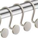 CHICTIE Nickel Shower Curtain Hooks, Rustproof Shower Curtain Rings for Bathroom, Metal Shower Hooks for Shower Curtain Rod, Modern Decorative Shower Curtain Hangers Set of 12, Round Heavy Duty Design