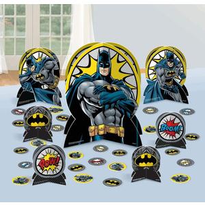 Batman Heroes Unite Table Centerpiece Kit - 12.8", 7" & 4.3" (27 Pcs) - Multicolor Paper Decorations for Kids Birthdays and Parties