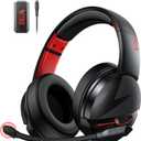 acer Wireless Gaming Headset, PS5 Headset with 2.4GHz for Ps5, Ps4, PC, Switch, Bluetooth 5.3 + 100Hrs Gaming Headphones with Noise Canceling Mic for Laptop, Mobile, Mac, 50mm Drivers (Red)