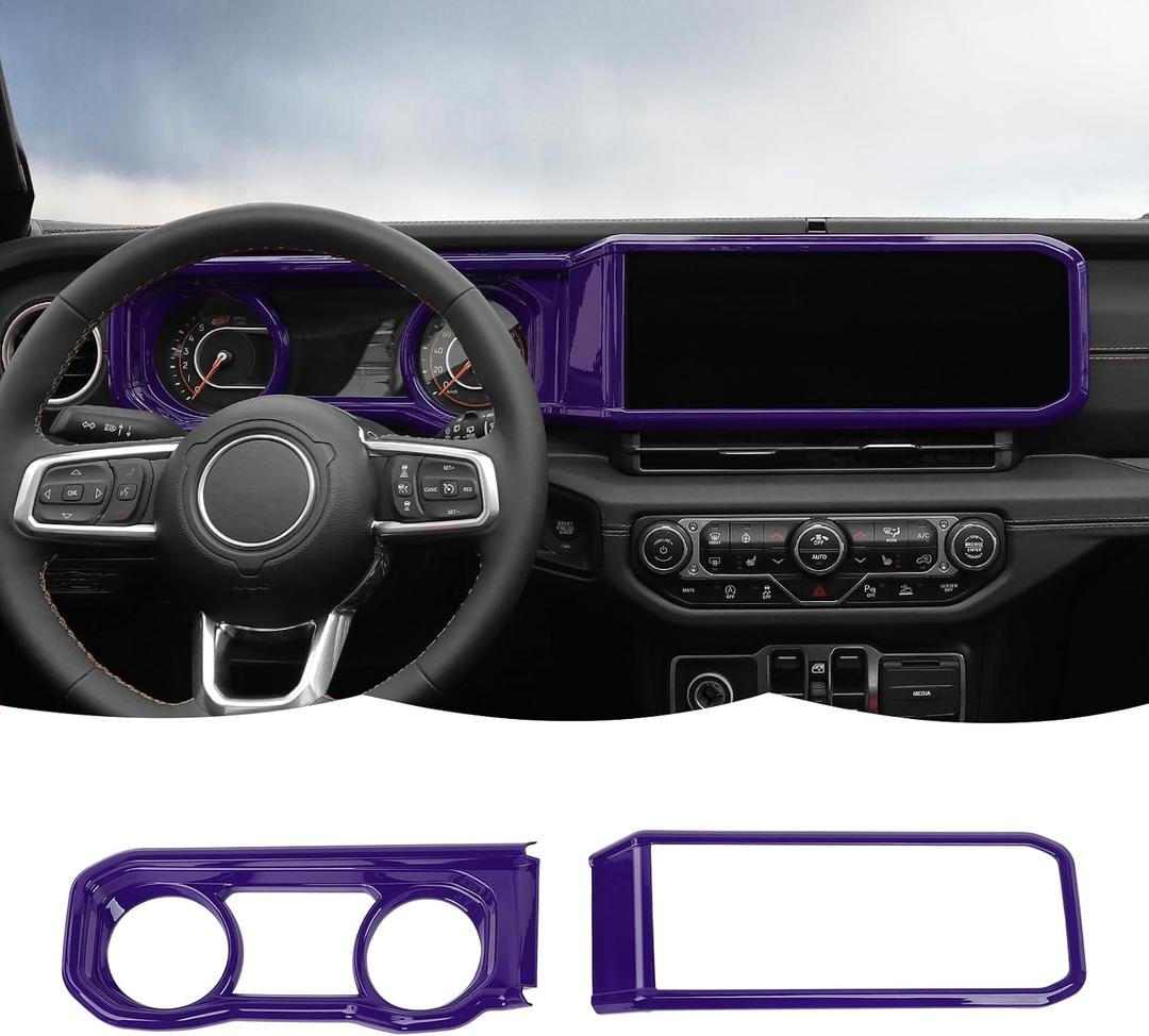 RT-TCZ Dashboard Cover Navigation GPS Trim Cover Decoration Interior Accessories Compatible with Jeep Wrangler JL JLU & Gladiator JT 2024+,Purple