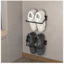 2-Pack Wall Mounted Shoe Rack, Wooden & Metal Foldable Shoe Rack - Space Saving Wall Shoe Holder for Entryway, RV, Camper, Closet, Apartment, Fits Various Shoes-Brown