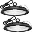 HYPERLITE UFO LED High Bay Light: 150W 19500LM High Bay LED Shop Lights with 6ft Plug - 5000K IP65 LED Warehouse Lights for Workshop Stadium Garage Lighting 2-Pack
