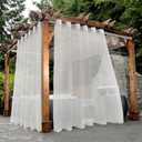 BONZER Waterproof Indoor/Outdoor Sheer Curtains for Patio - 2 Panels Wide Grommet Voile Curtains for Living Room, Bedroom, Porch, Pergola, Cabana, 100 x 120 inch, Beige