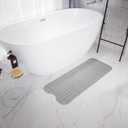 TEESHLY Bathtub Mats for Shower Tub, Extra Long Non-Slip 39 x 16 Inch Bath Mat with Drain Holes and Suction Cups, BathMat for Bathroom with Machine Washable (Clear Grey)