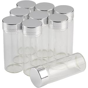12units 30x80mm Empty Jars Glass Bottle with Aluminium Silver Color Screw Cap 40mlSealed liquid Food Gift Container (12, 40ML-Silver Lid)