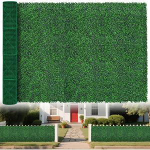 Artificial Greenery Wall Roll,71"x 144"(72 sq.ft) UV-Anti Faux Boxwood Roll Panels Greenery Backdrop, Vine Leaf Fence Panels for Garden Fence Covering Privacy, Outdoor Indoor Home Decor