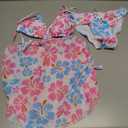 COOLOYA Girl's 3 Piece Set Floral Print Bikini Bathing Swimsuit with Beach Skirt 11-12Y