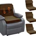 HOMBYS Recliner Seat Cushion with Lumbar Support Pillow and Adjustable Headrest, Medium Firm Foam Filling Chair Pad and Back Support, Non-Slip Design for Comfort and Pressure Reduce, Brown