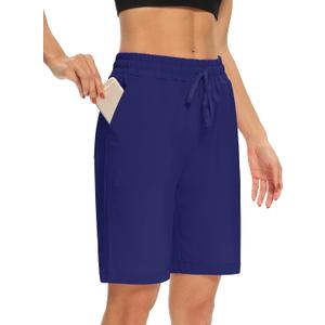 DIBAOLONG Womens Yoga Shorts Loose Comfy Drawstring Lounge Bermuda Shorts with 3 Pockets (Purple, M)