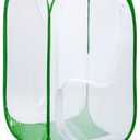 5 Feet Extra Large Monarch Butterfly Habitat, Giant Collapsible Insect Mesh Cage Terrarium Pop-up (White + Green, 35 x 35 x 59 Inches)