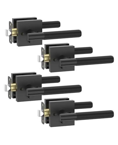 Asidrama 4 Pack Black Privacy Door Handles, Door Lever with Door Knobs Indoor for Bedroom or Bathroom, Heavy Duty Door Handles Interior with Locks for Left Right Sided Doors