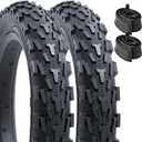 YUNSCM 2-PCS 12 inch Bike Tires 12x1.95 (53-203) and 12.5" Bike Tubes Schrader Valve Compatible with 12 x 1.95 12x2.0 All-Terrain Directional Tread Bicycle Tires and Tubes