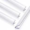 Hicarer 4 Pack 48 Inch Clear V Shaped Shower Door Seal Side Strip, Universal Fit for Framed and Frameless Glass Doors, Waterproof Vinyl Jamb Sweep to Stop Shower Leaks, No Tools Needed