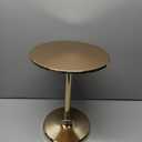 Gold Round End Table Modern Metal Accent Side Table with Embossed Top & Aluminum Pedestal Base for Living Room, Bedroom or Entryway, Electroplated Finish, 15" Round x 21" Height