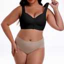 ONLYSTORY Bras for Women No Underwire Comfortable Full Coverage Front Closure Bralettes Wireless Wirefree Everyday Bras (Black, XXL)