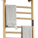 Electric Towel Warmer Gold with Timer, 7 Bar Wall Mounted Heated Towel Rack for Bathroom, 304 Stainless Steel Heater Towel Rail with Top Shelf, Energy Efficient 70 W, 720*450*250Mm, Hardwiring