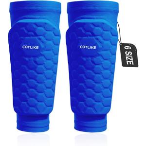 Soccer Shin Guards for Kids Youth Adults, Ski Shin Guards Sleeves for 2-18 Years Old Boys Girls Men, Calf Compression Sleeve with Honeycomb Pads, Espinilleras de Futbol para Hombres (X-Large, Blue)