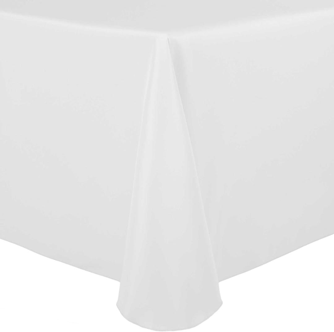 Ultimate Textile 70 x 104in Oval Tablecloth - Polyester Linen Table Cloth with Seamless Design, Machine Washable & Stain Resistant - White, 104" X 70" (Oval)