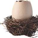 GARVALON 1set Ceramic Eggshell Planter with Bird Nest - Unique Flower Vase Rustic Plant Pot Farmhouse Planter for Home Office Shelf Desk Decoration