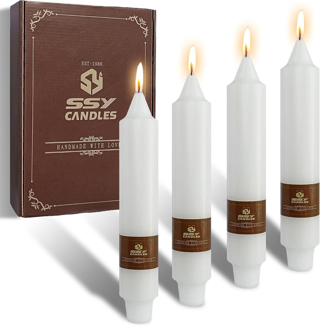 Dripless Taper Candles White Candlesticks,7Inches Short Tapered Candle Tall Candle Sticks Colorful Dinner Candles for Home Decor Women Gift Idea,4pcs (18D4PC-WHITE)