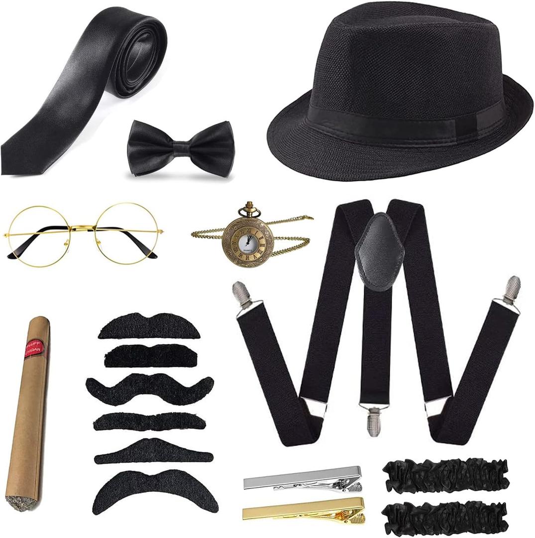 1920s Men Accessories Set Roaring 20s Costume Retro Gatsby Gangster Grandpa Accessories Set