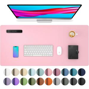 Aothia Leather Desk Pad Protector, Mouse Pad, Office Desk Mat, Non-Slip PU Leather Desk Blotter, Laptop Desk Pad, Waterproof Desk Writing Pad for Office and Home (31.5" x 15.7", Fairy Pink)