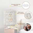 Plug in Pendant Light, Rattan Hanging Lights with Plug in Cord 15ft Dimmable Cord, Hand Woven Wicker Lampshade Hanging Lamp, Boho Plug in Hanging Ceiling Light Fixture for Farmhouse Bedroom White