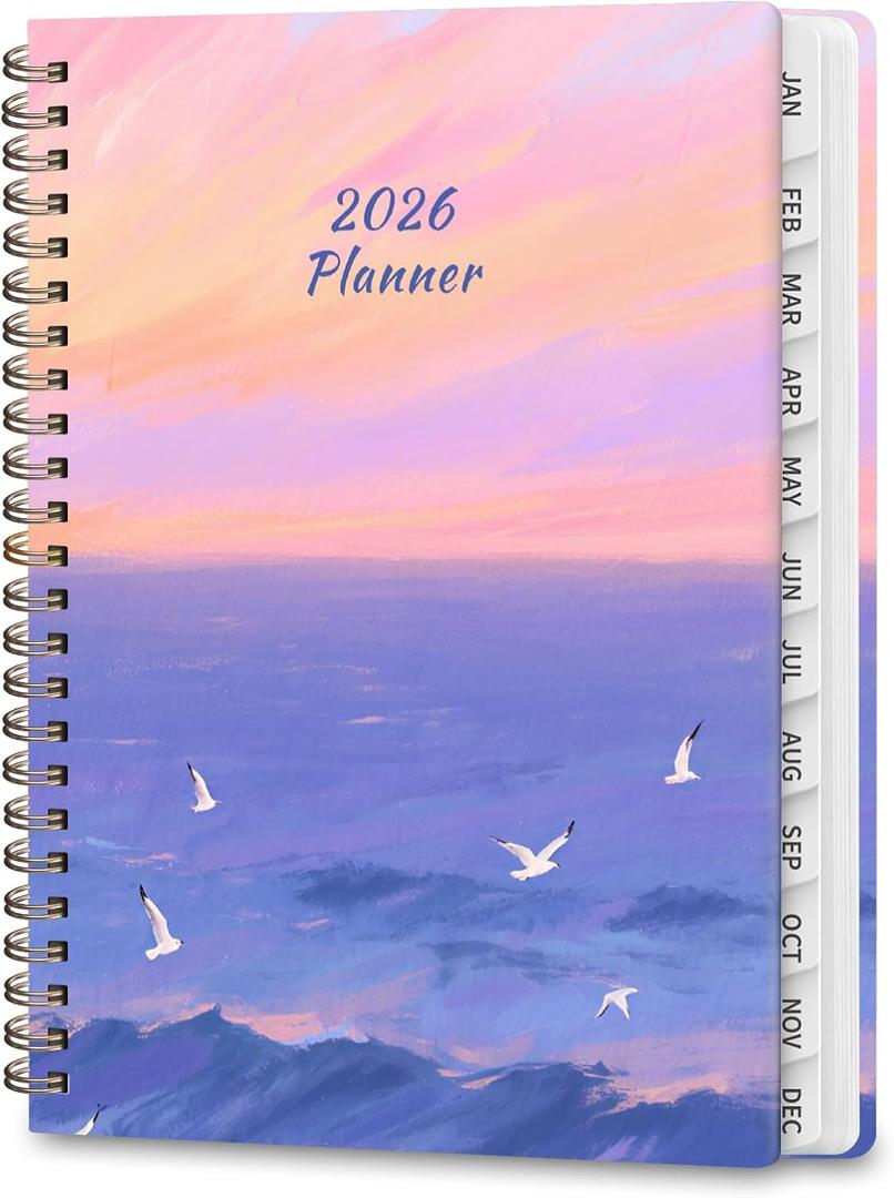 2026 Planner, Weekly and Monthly Calendar Planner Agenda, Jan 2026 - Dec 2026, Planning Academic Book, Office Desk Accessories and School Supplies - A5 (6.3'' x 8.5''), Pack Of 4, Ocean Sunset