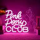 Pink Club Neon Sign LED Pony Music Lover Neon Light Pink Bedroom Cowgirl Western Wall Art Music Room Man Cave Decor for Midwest Princess Gift Singer Fans Gifts(12.8 * 9.8in)