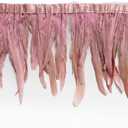 2 Yards 8-10" Rooster Hackle Feather Fringe Trim, Sewing Craft Feather for DIY Decorations-Pink