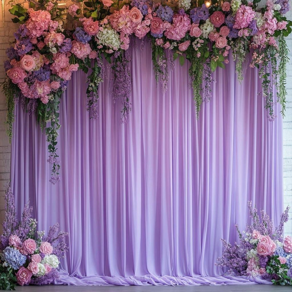 10 ft x 7 ft Wrinkle Free Lavender Backdrop Curtain for Parties, Polyester Light Purple Photo Backdrop Drapes 2 Panels 5x7ft for Baby Shower Photoshoot Wedding Birthday Party Photography Curtains (5'(W) x 7'(H), 2 panels)
