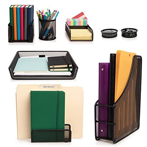 Simply Genius 8 Piece Mesh Desk Organizer Set with Pencil Holder, File Organizer, Paper Organizer for Office Supplies