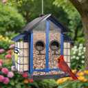 Weatherproof Bird Feeders for Outdoors - 4Lbs Large Metal Suet Feeder for Cardinal Finch, Garden Decor (Ordinary Blue)