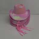 Coume 12 Pcs Neon Cowboy Hat Sparkly Glitter Cowgirl Hat for Women Girl Holographic Space Cap for Bachelor Halloween Party