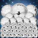 Funtery 100 Pcs Mirror Disco Balls Bulk Assorted Silver Hanging Disco Ball Decor for Home Wedding Birthday Dance Music 70 S Theme Party Christmas Tree Ornaments(0.8'',1.6'',2.4'',3.2'',4'',8'')