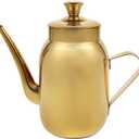 Amosfun 420ml Olive Oil Bottle Dispenser Stainless Steel Drop-free Pouring Oil Pot Kitchen Vinegar Cruet Storage Container Kitchen Favors (Gold)