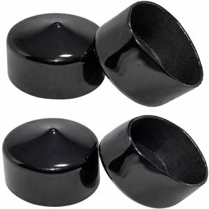 2" Vinyl End Caps (4 Pack) Fits 2" Outside Diameter Pipe (Not 2" ID) Flexible Black Push-On Rubber-Style Covers for Round Tubing, Posts & Furniture Legs