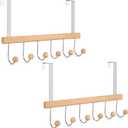 TOPIA HANGER Over The Door Hooks for Hanging, Towel Hooks Towel Racks for Bathroom, Coat Hooks Coat Rack Over The Door Organizer Hanging, Wooden Door Hangers for Coat Towel Hat Purse CT72N - 2 Pack