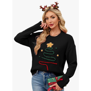 SunnyMelody Womens Christmas Funny Ugly Sweater Winter 2025 Vacation Outfits Oversized Crew Neck Xmas Pullover Tops