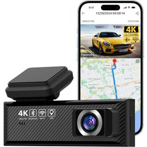 Miofive Smart Dash Cam, 2160P UHD Dash Camera for Cars, Mini S Car Camera with Wi-Fi, GPS, WDR, Night Vision, G-Sensor, App, Loop Recording, Parking Monitor, Time-Lapse