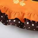 Noubeau Toddler Baby Girl Thanksgiving Outfits Cute Turkey Ruffled Shirt Flared Sleeves Top Polka Dot Pants (Orange)